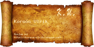 Korsós Ulrik névjegykártya